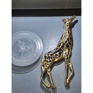 Vintage Giraffe Pin / Brooch Gold Tone Rhinestone Enamel Zoo Safari